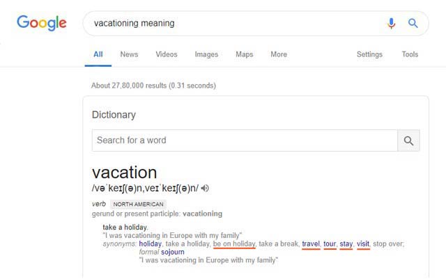 vacationing means tourism